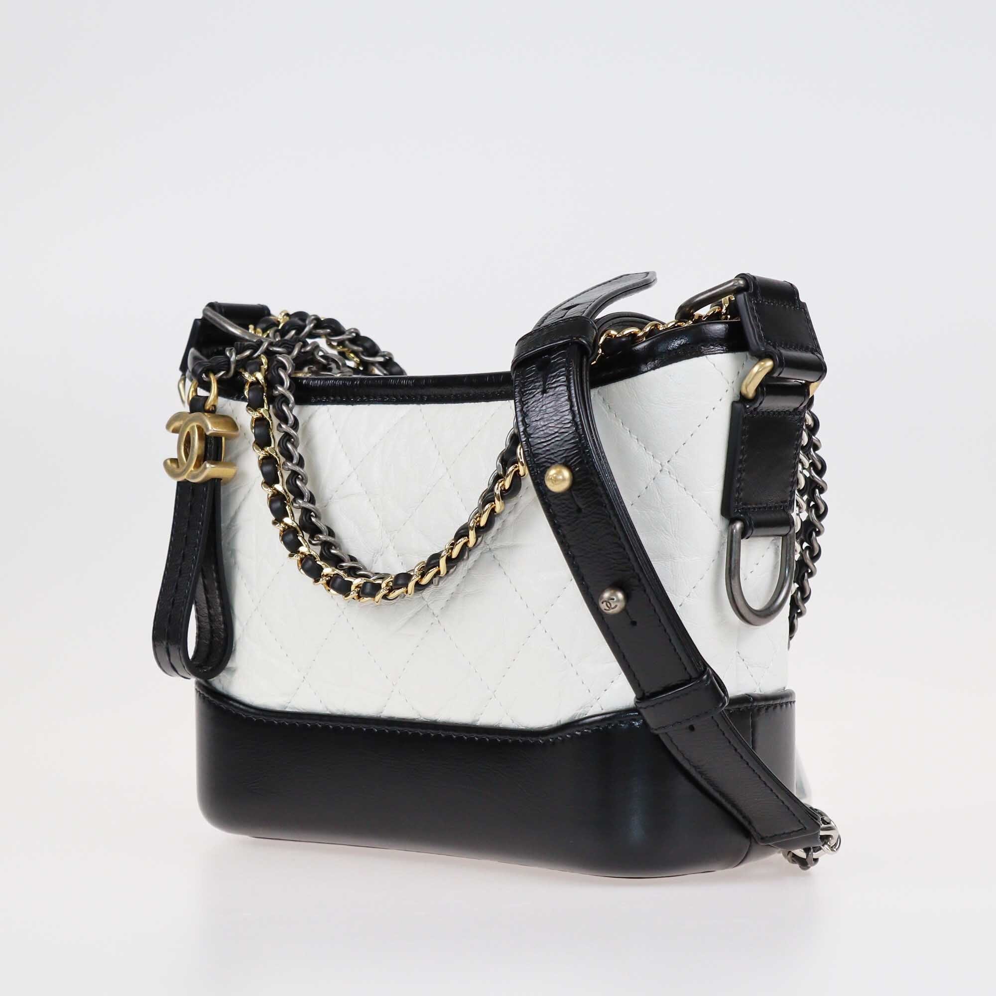 Chanel White/Black Quilted Small Gabrielle Hobo Bags Chanel 