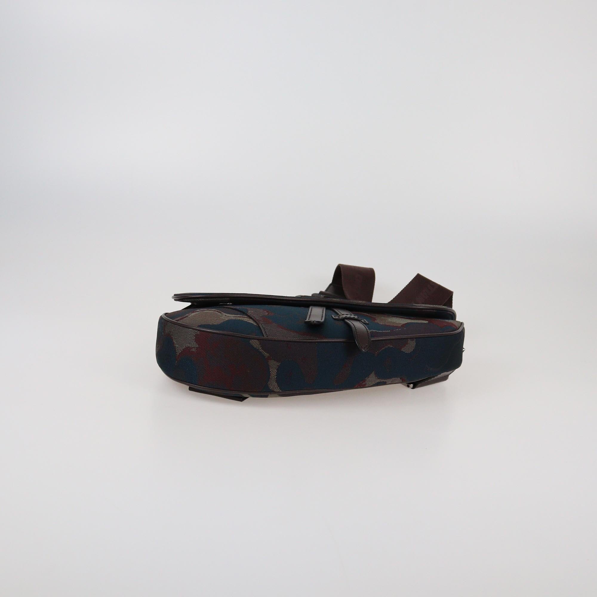 Christian Dior x Peter Doig Maroon/Multicolor Jacquard Camo Saddle Bag Mens Christian Dior x Peter Doig 