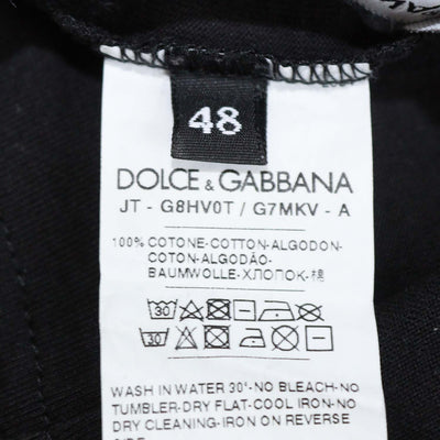 Dolce & Gabbana Black Cotton Logo Embroidered Crew Neck T-Shirt