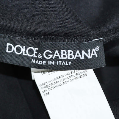 Dolce & Gabbana Black Cotton Logo Embroidered Crew Neck T-Shirt