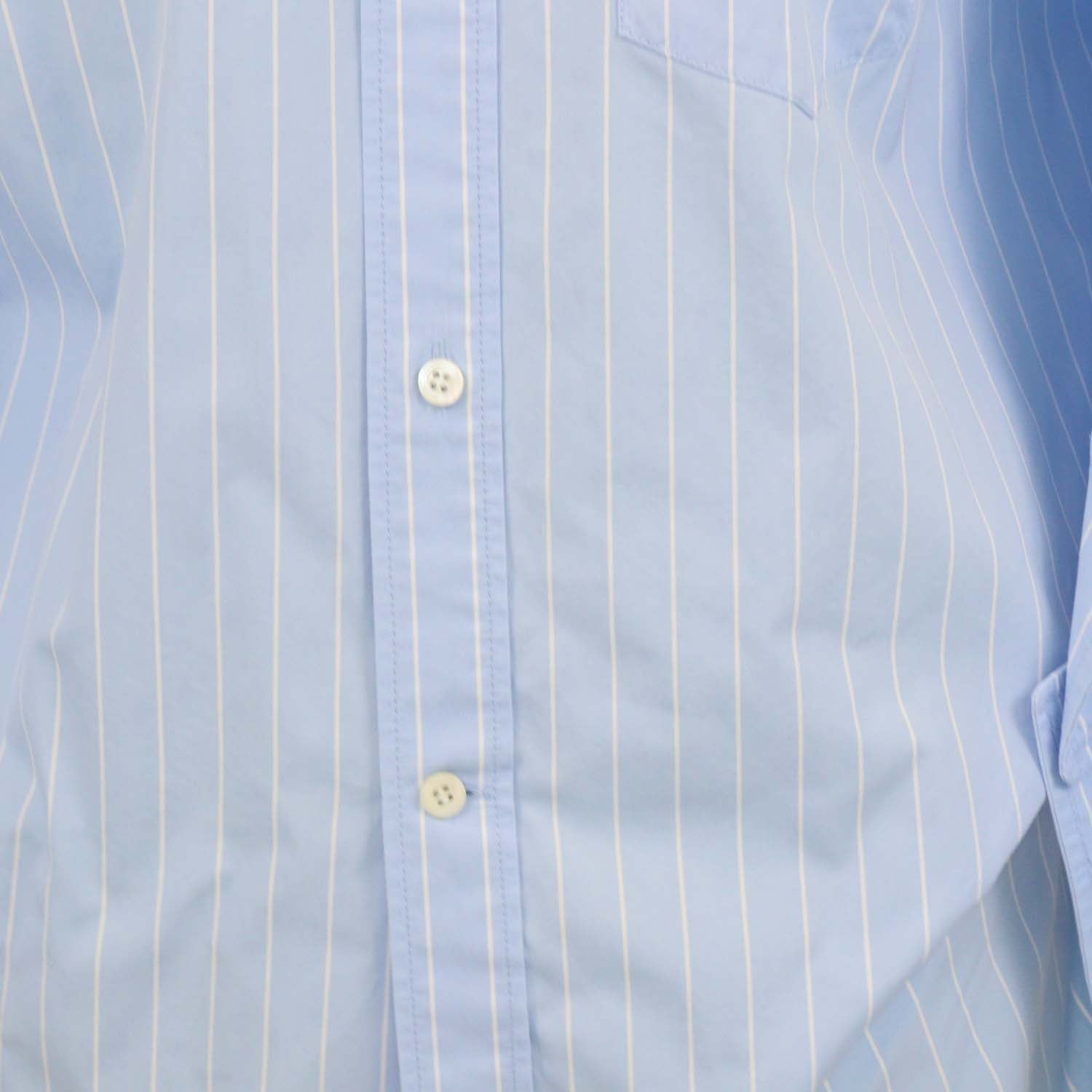 Balenciaga Light Blue/White Cotton Striped Asymmetric Poplin Shirt