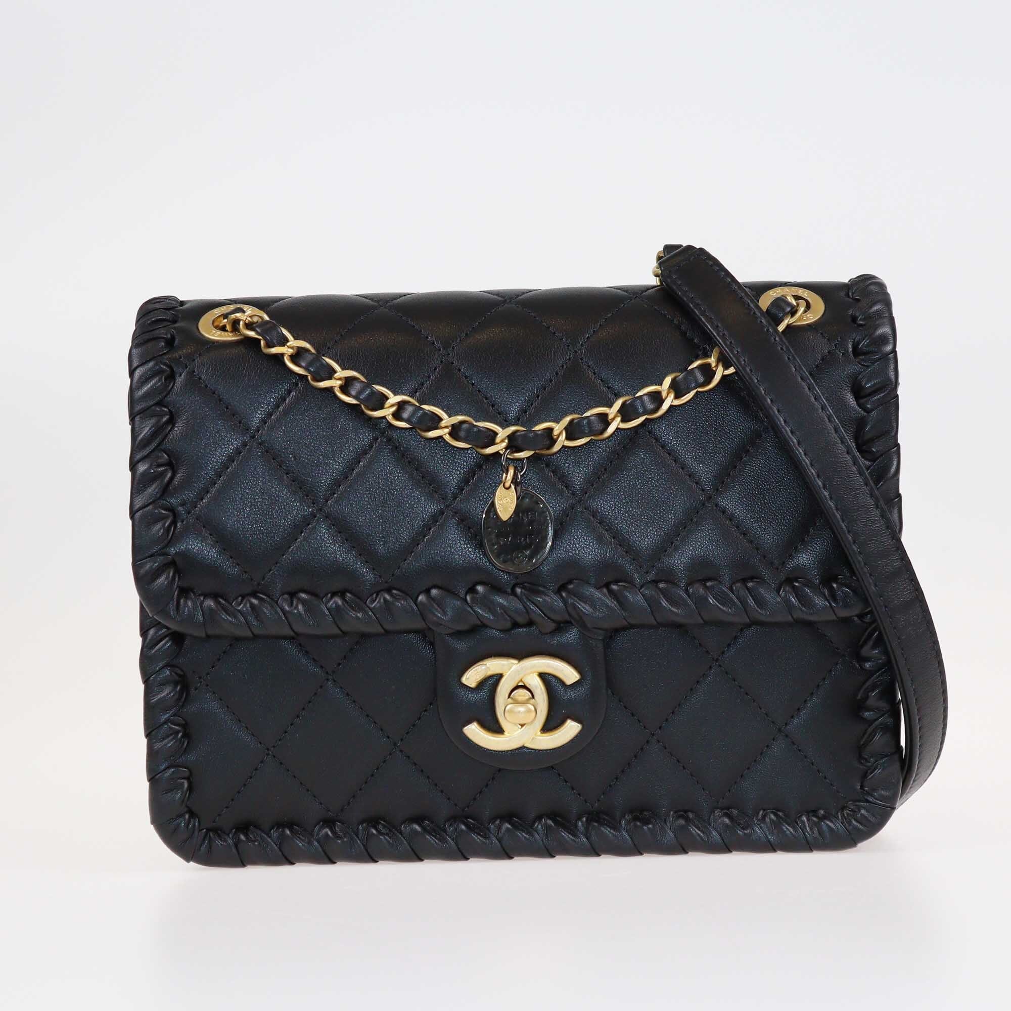 Chanel Black Quilted Braided Edge Flap Bag Bags Chanel 