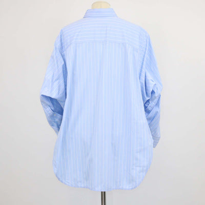 Balenciaga Light Blue/White Cotton Striped Asymmetric Poplin Shirt