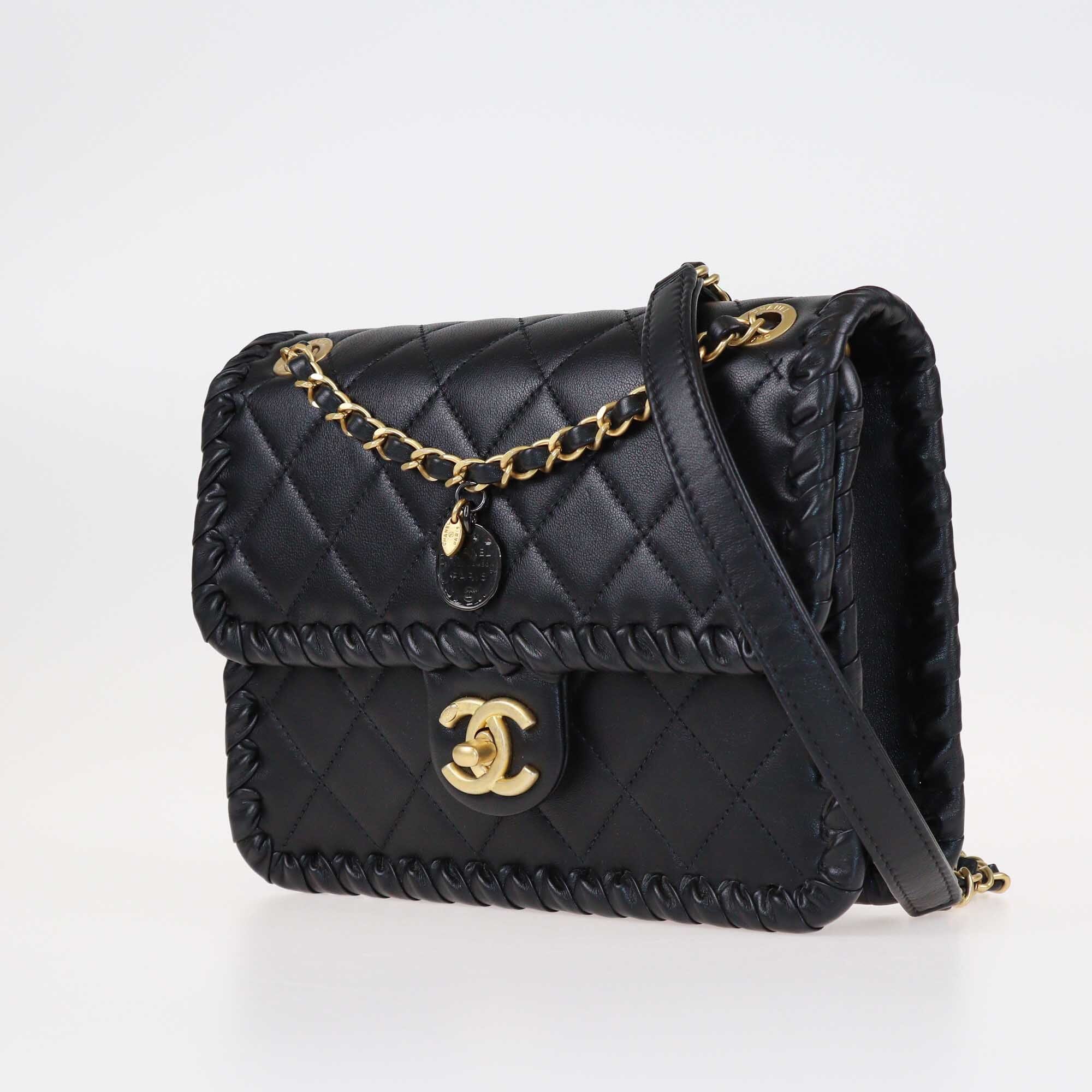 Chanel Black Quilted Braided Edge Flap Bag Bags Chanel 