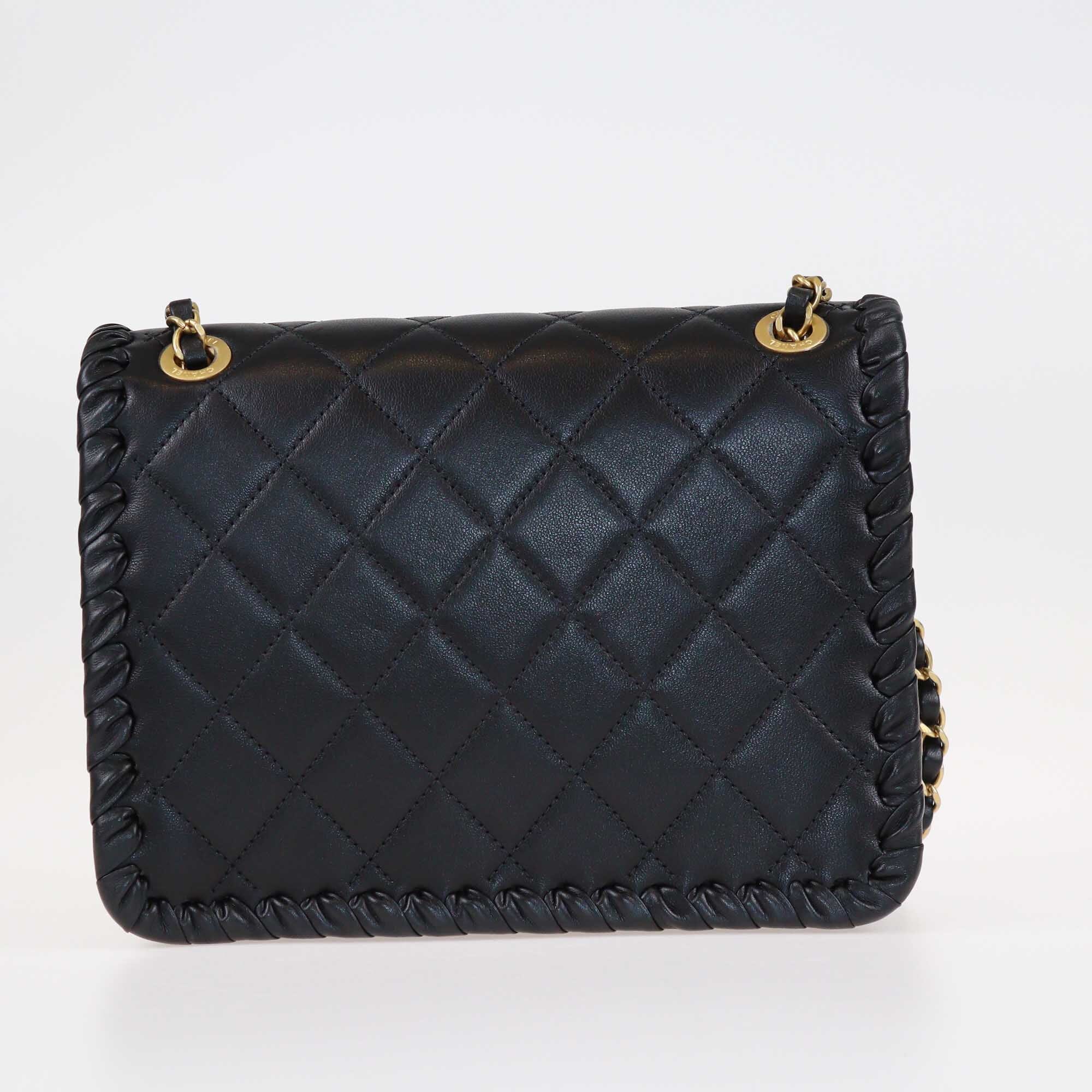 Chanel Black Quilted Braided Edge Flap Bag Bags Chanel 