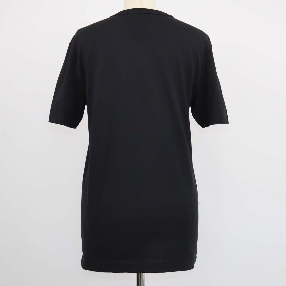 Dolce & Gabbana Black Cotton Logo Plaque V Neck T-Shirt