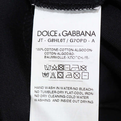 Dolce & Gabbana Black Cotton Logo Plaque V Neck T-Shirt