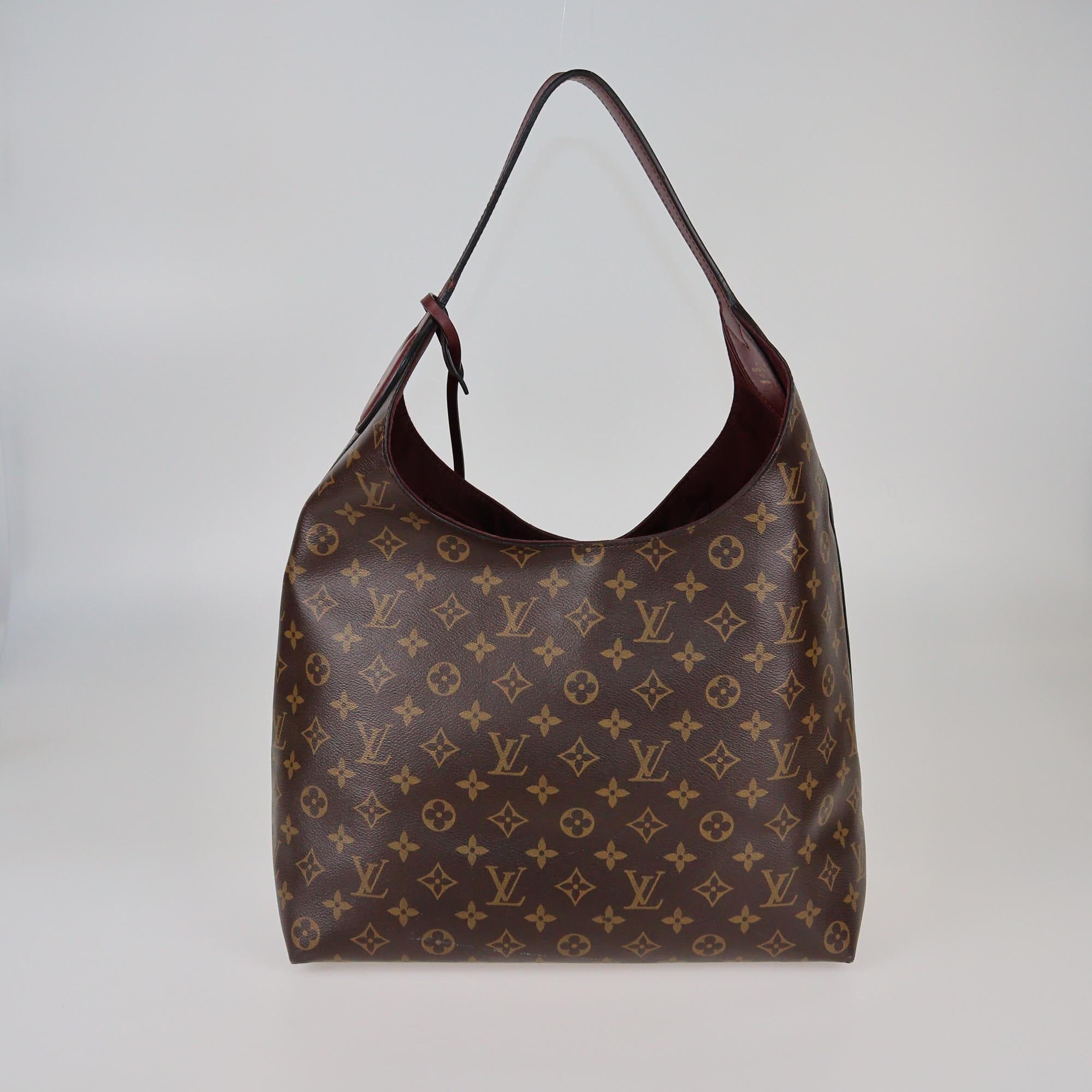 Louis Vuitton Burgundy Monogram Canvas Flower Hobo Womens Louis Vuitton 