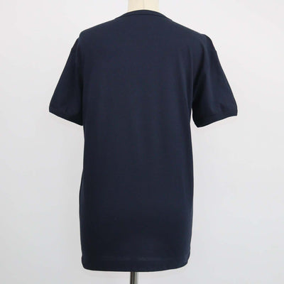 Dolce & Gabbana Navy Blue Cotton Logo Plaque V Neck T-Shirt