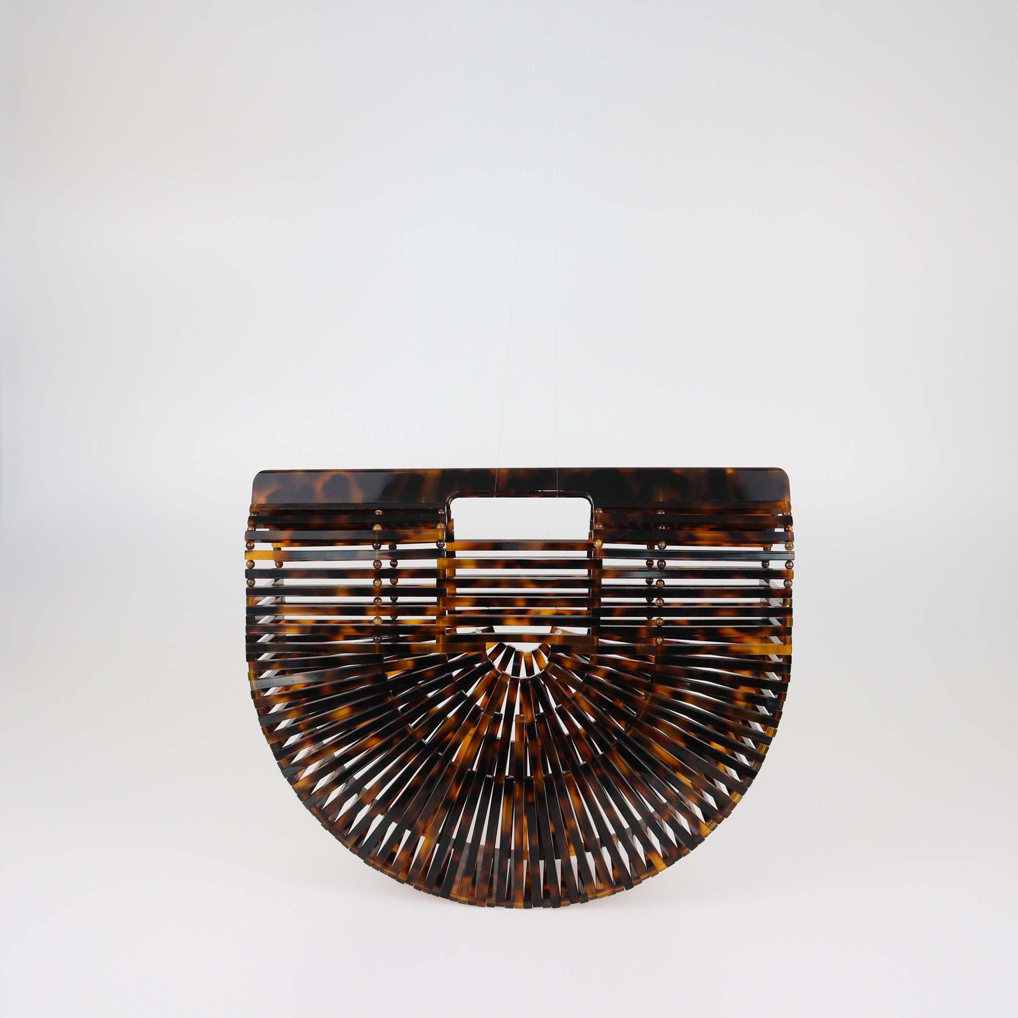 Cult Gaia Brown Acrylic Tortoiseshell Ark Top Handle Bag