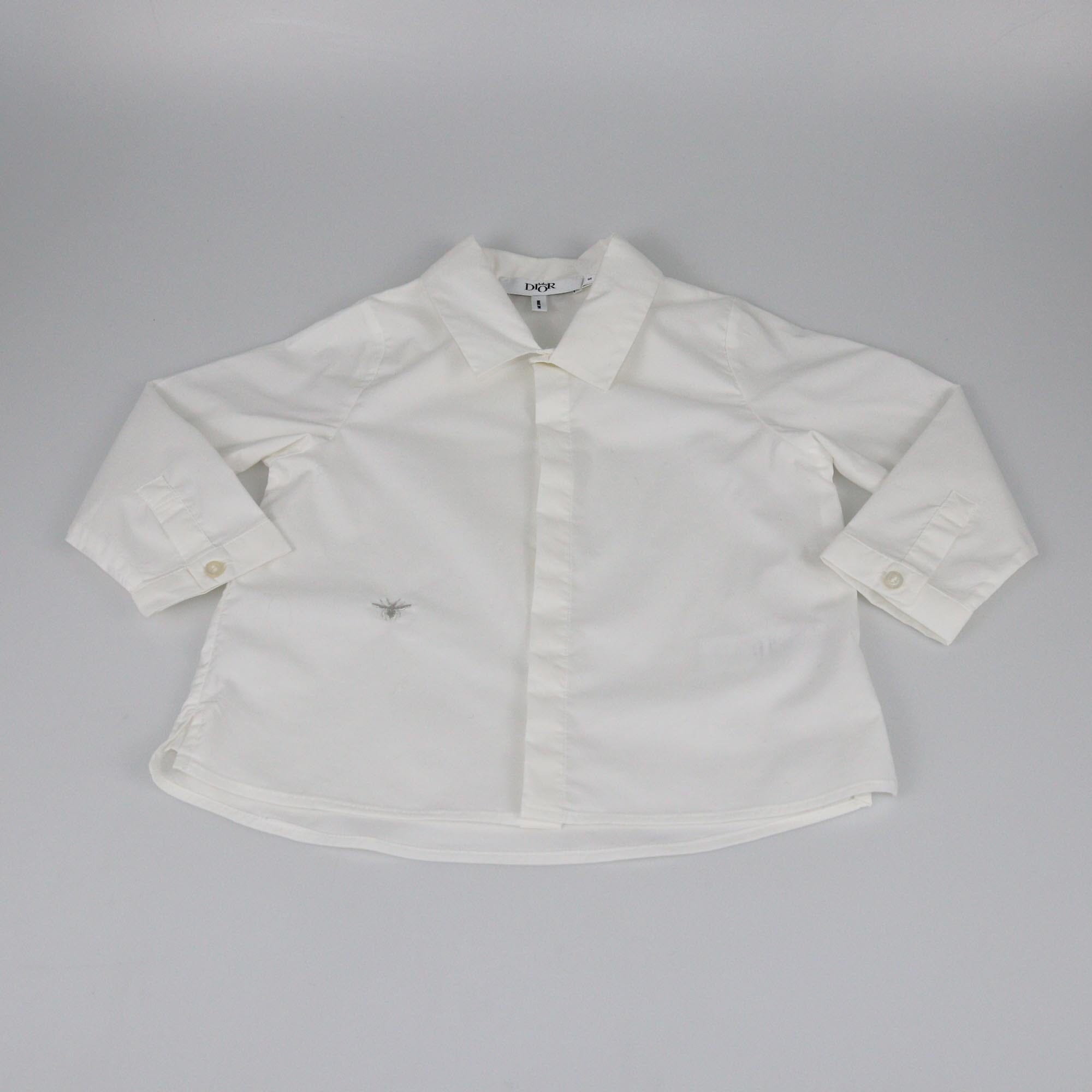 Dior Baby White Bee Embroidered Sleeve Shirt Kids Dior Baby 