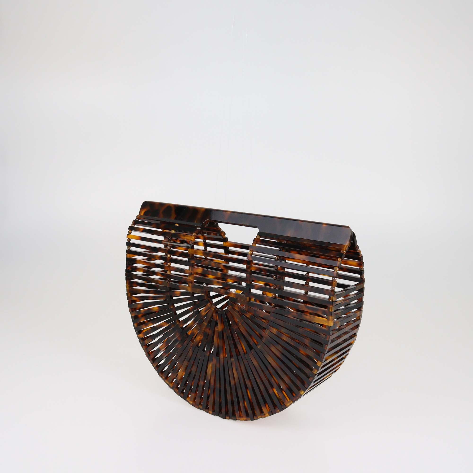 Cult Gaia Brown Acrylic Tortoiseshell Ark Top Handle Bag