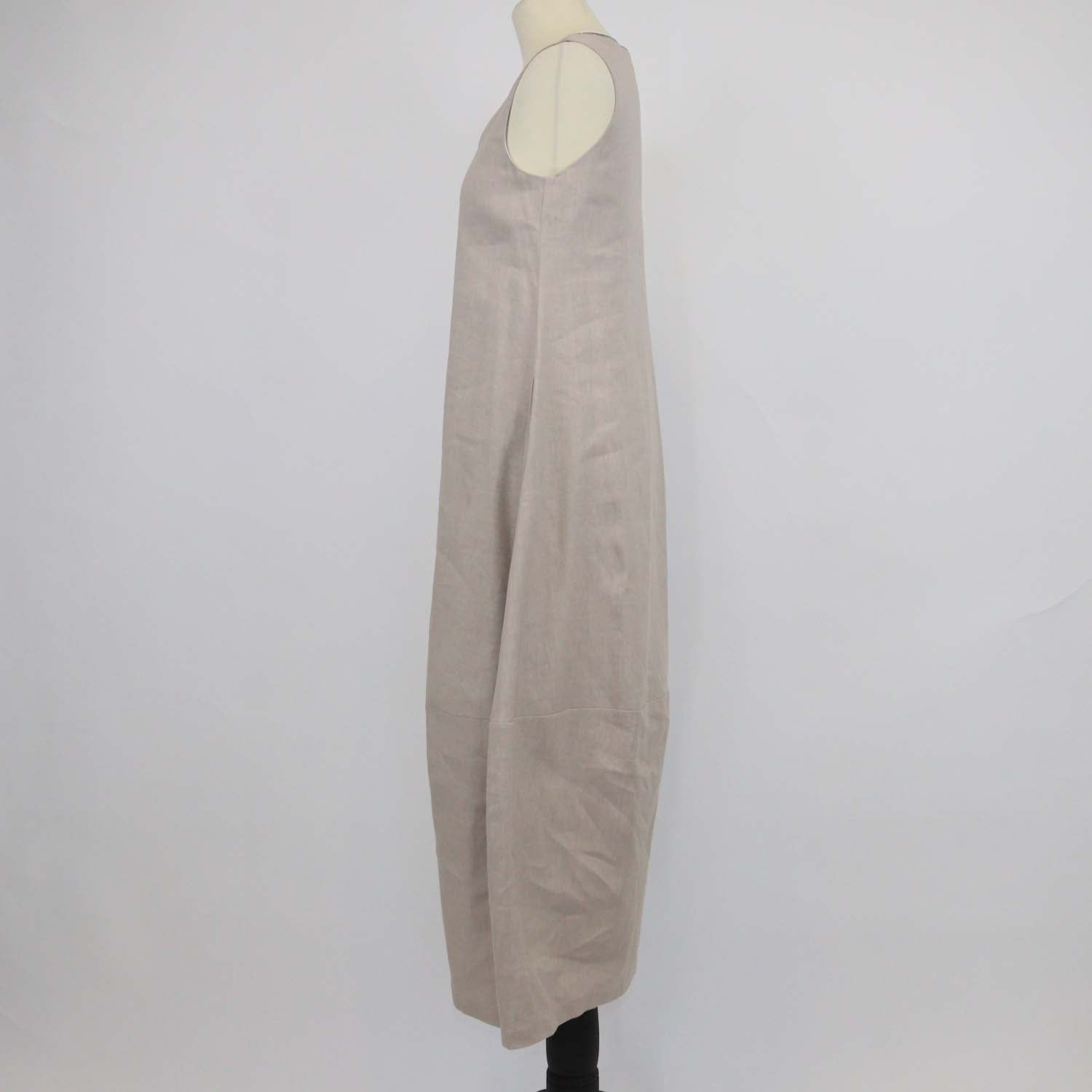 Fabiana Filippi Beige Linen Blend Sleeveless Midi Dress