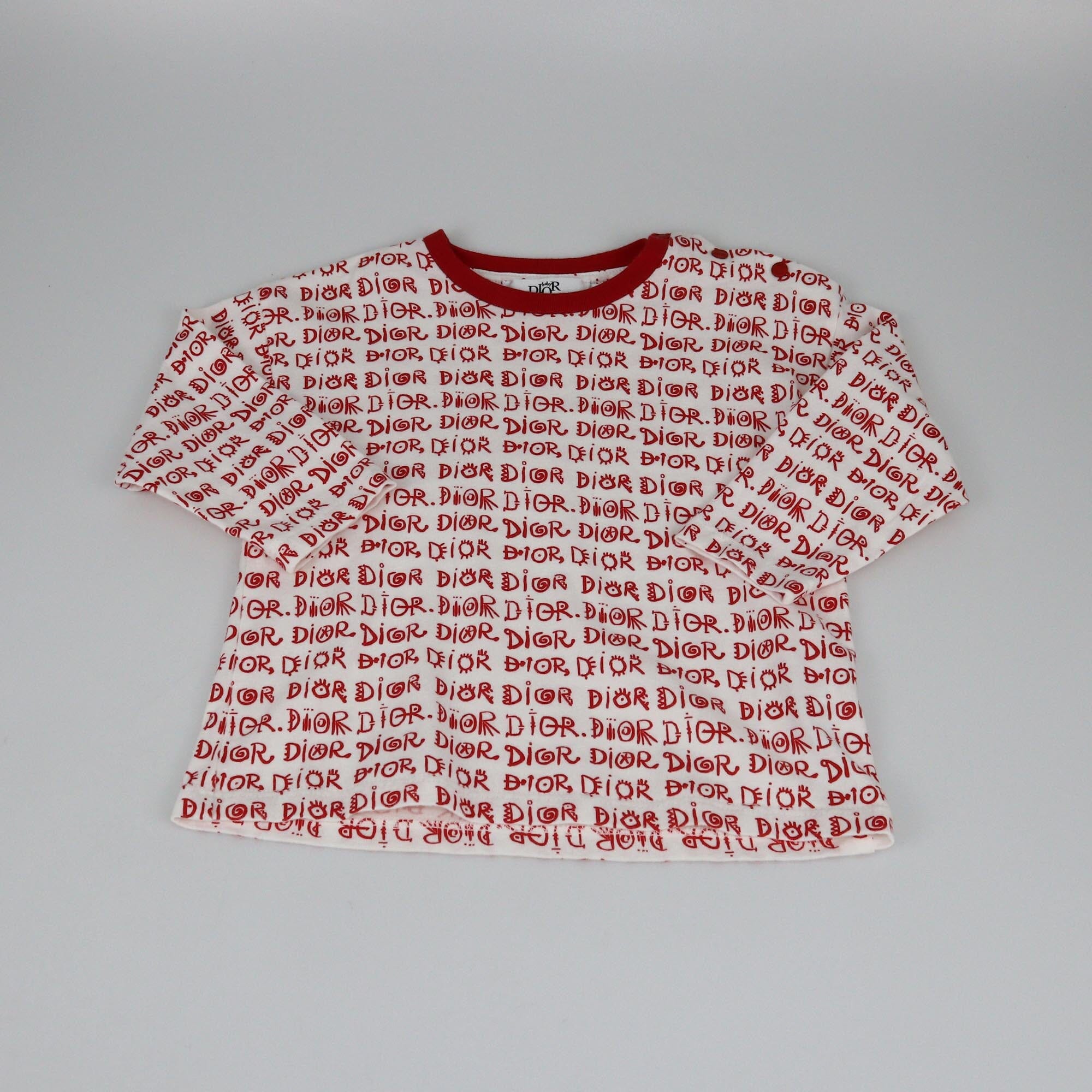 Dior Baby White/Red Pattern Print Long Sleeve Shirt Kids Dior Baby 