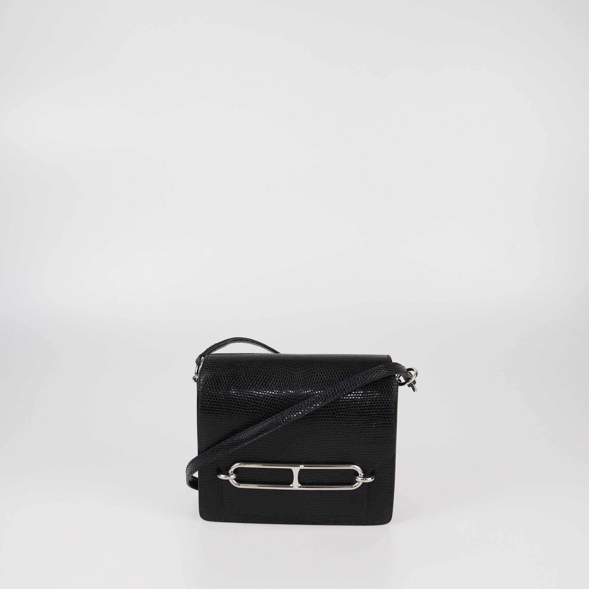 Hermes Black Niloticus Lizard Mini Roulis Bag Womens Hermes 