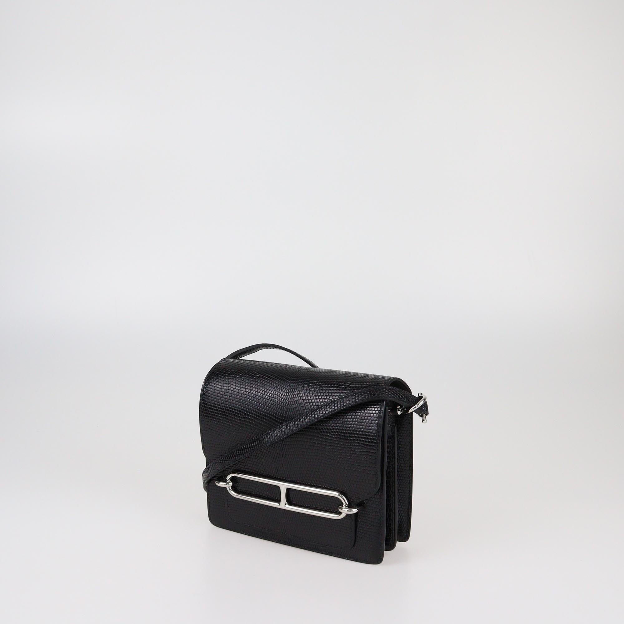 Hermes Black Niloticus Lizard Mini Roulis Bag Womens Hermes 