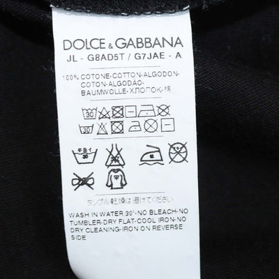 Dolce & Gabbana Black Cotton Logo Plaque V Neck T-Shirt