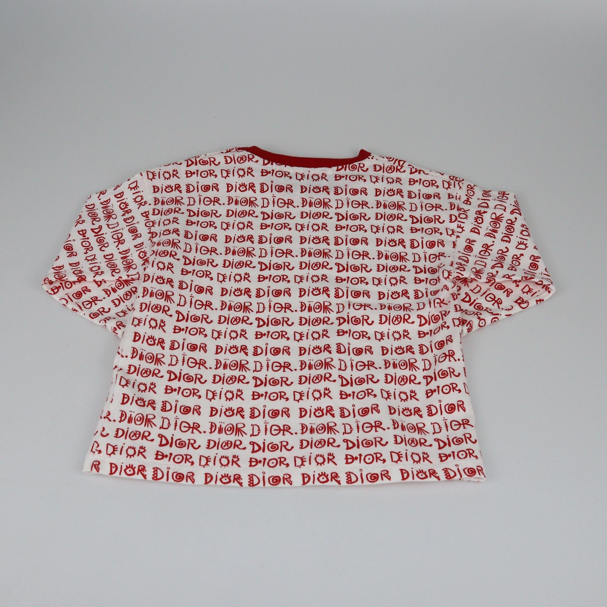 Dior Baby White/Red Pattern Print Long Sleeve Shirt Kids Dior Baby 