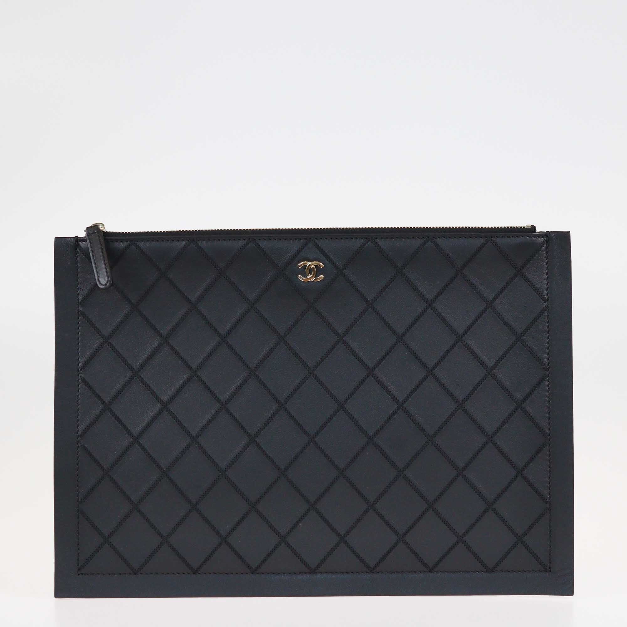 Chanel Black Quilted Zip Pouch Bags Chanel 