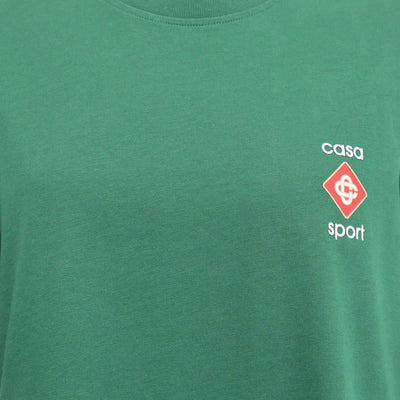Casablanca Green Cotton Logo Print Crew Neck T-Shirt
