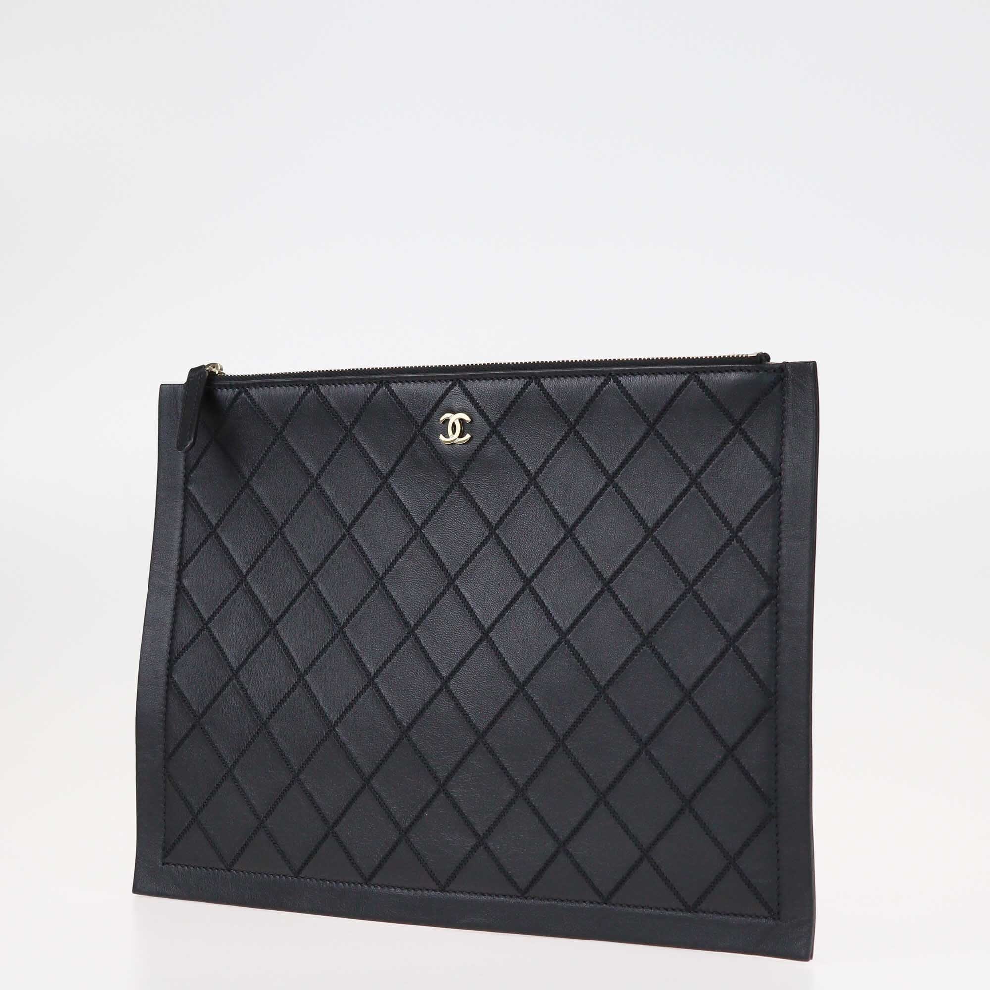 Chanel Black Quilted Zip Pouch Bags Chanel 