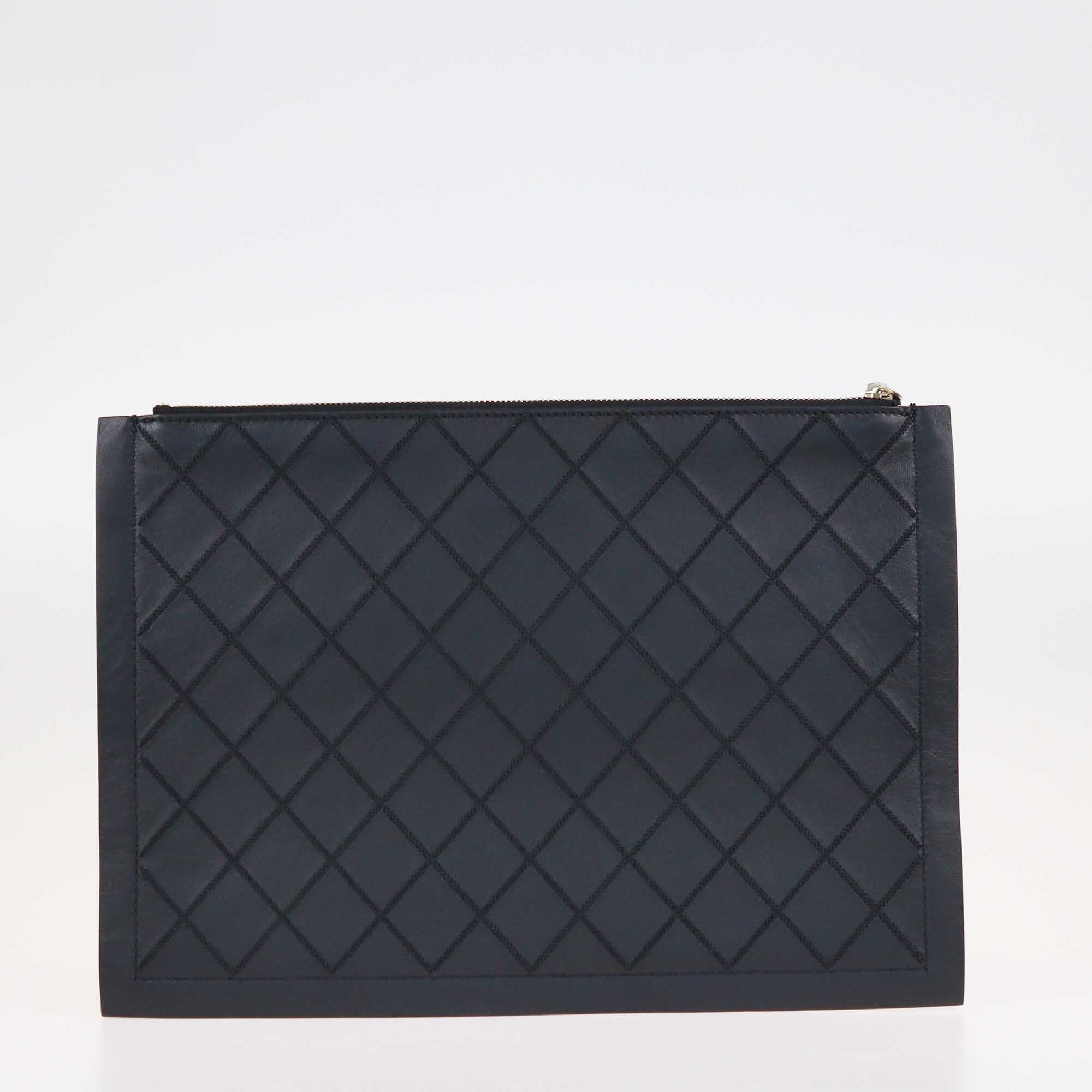 Chanel Black Quilted Zip Pouch Bags Chanel 