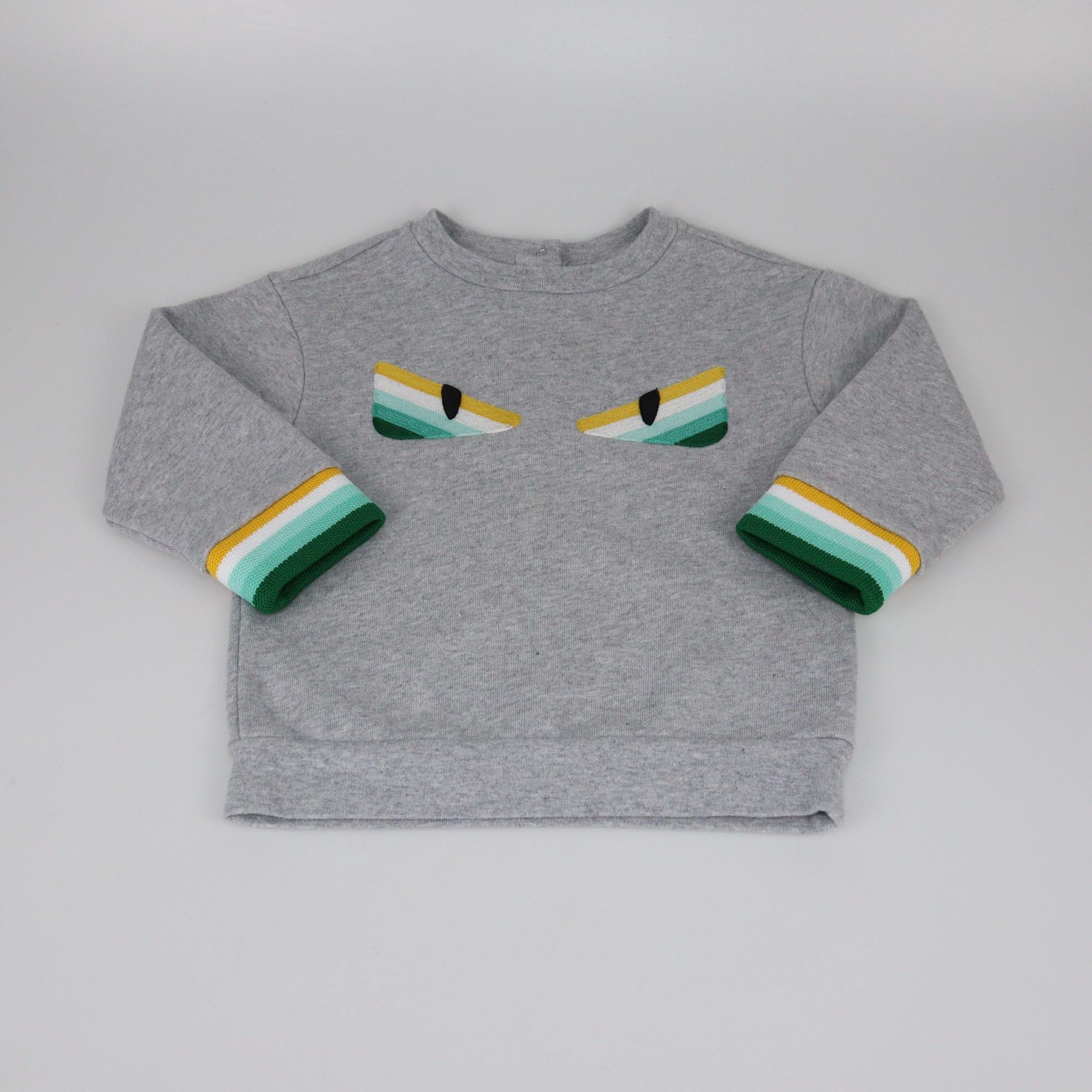 Fendi Kids Grey Monster Long Sleeve Sweater Kids Fendi Kids 