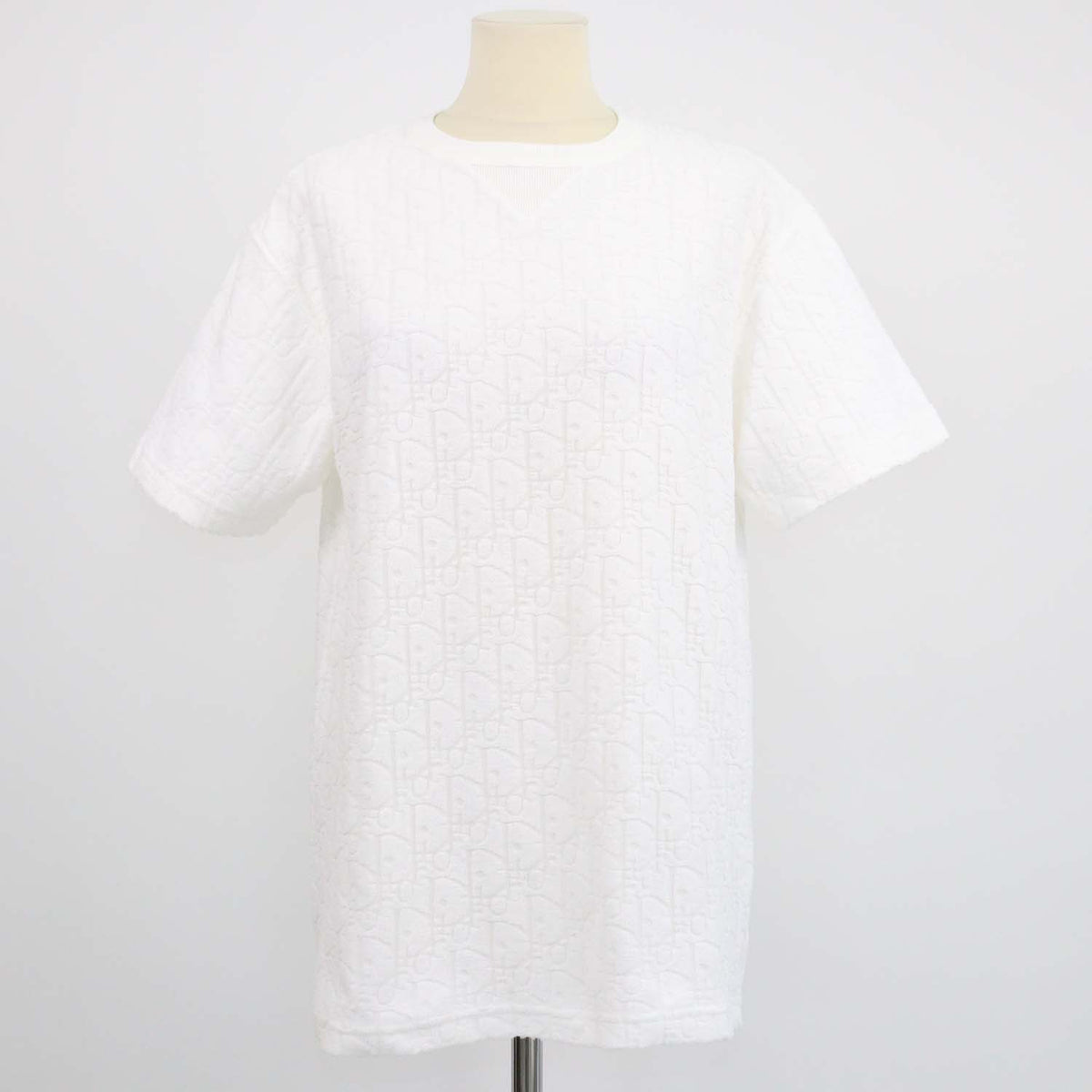 Christian Dior Off White Terry Cotton Jacquard Oblique Relaxed Fit T-Shirt