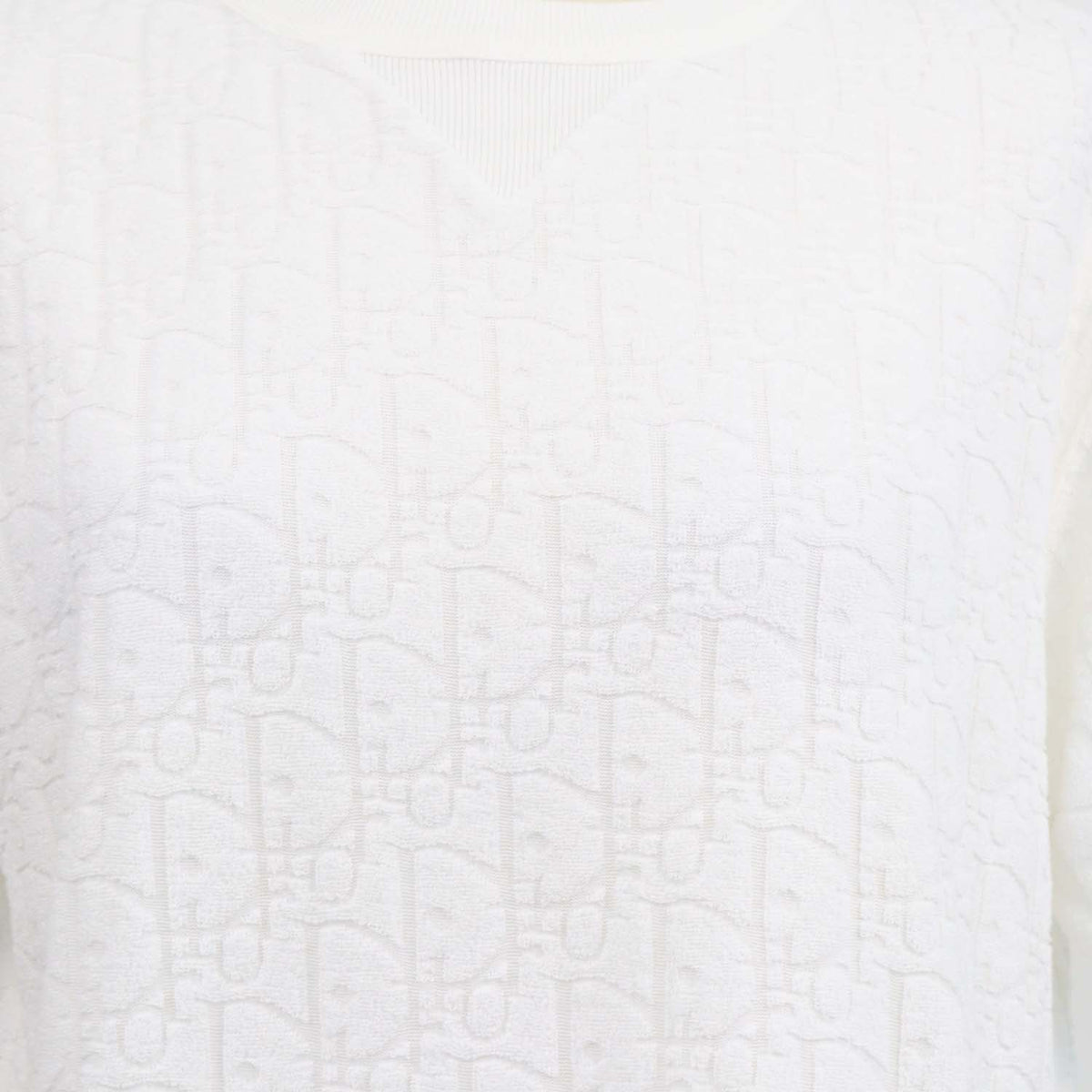 Christian Dior Off White Terry Cotton Jacquard Oblique Relaxed Fit T-Shirt