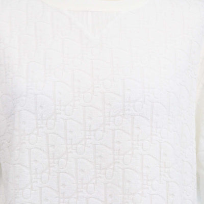 Christian Dior Off White Terry Cotton Jacquard Oblique Relaxed Fit T-Shirt