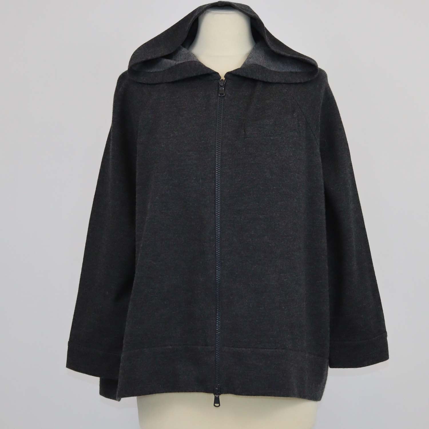 Brunello Cucinelli Grey Cashmere Zipped Oversized Hoodie