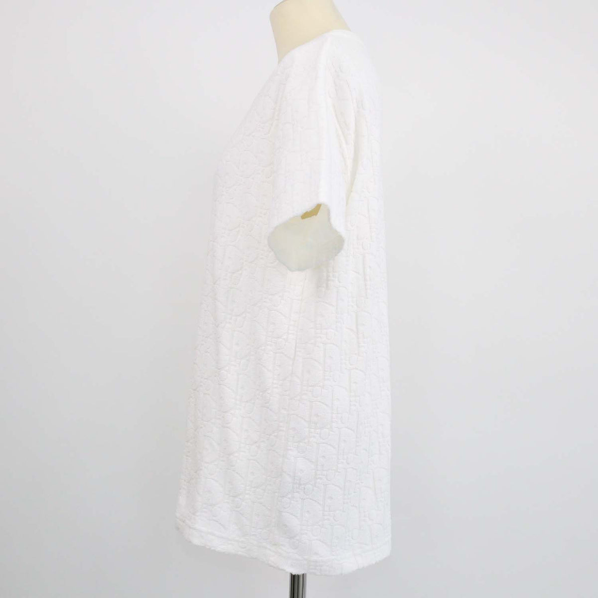 Christian Dior Off White Terry Cotton Jacquard Oblique Relaxed Fit T-Shirt