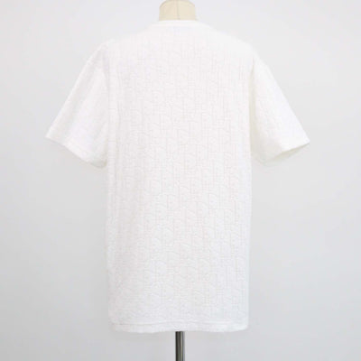 Christian Dior Off White Terry Cotton Jacquard Oblique Relaxed Fit T-Shirt