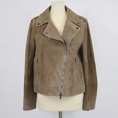 Brunello Cucinelli Brown Leather Monili Biker Jacket