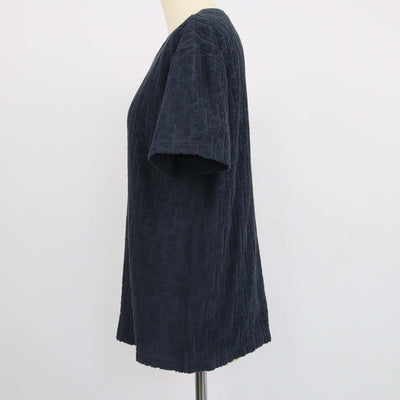 Christian Dior Navy Blue Terry Cotton Jacquard Oblique Relaxed Fit T-Shirt