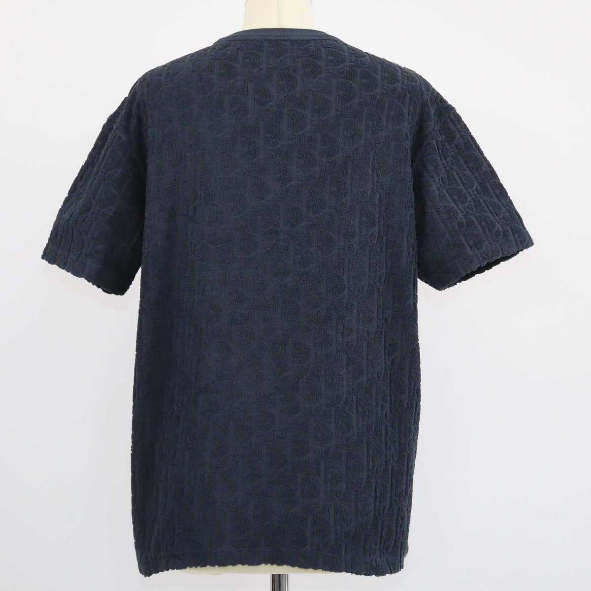 Christian Dior Navy Blue Terry Cotton Jacquard Oblique Relaxed Fit T-Shirt