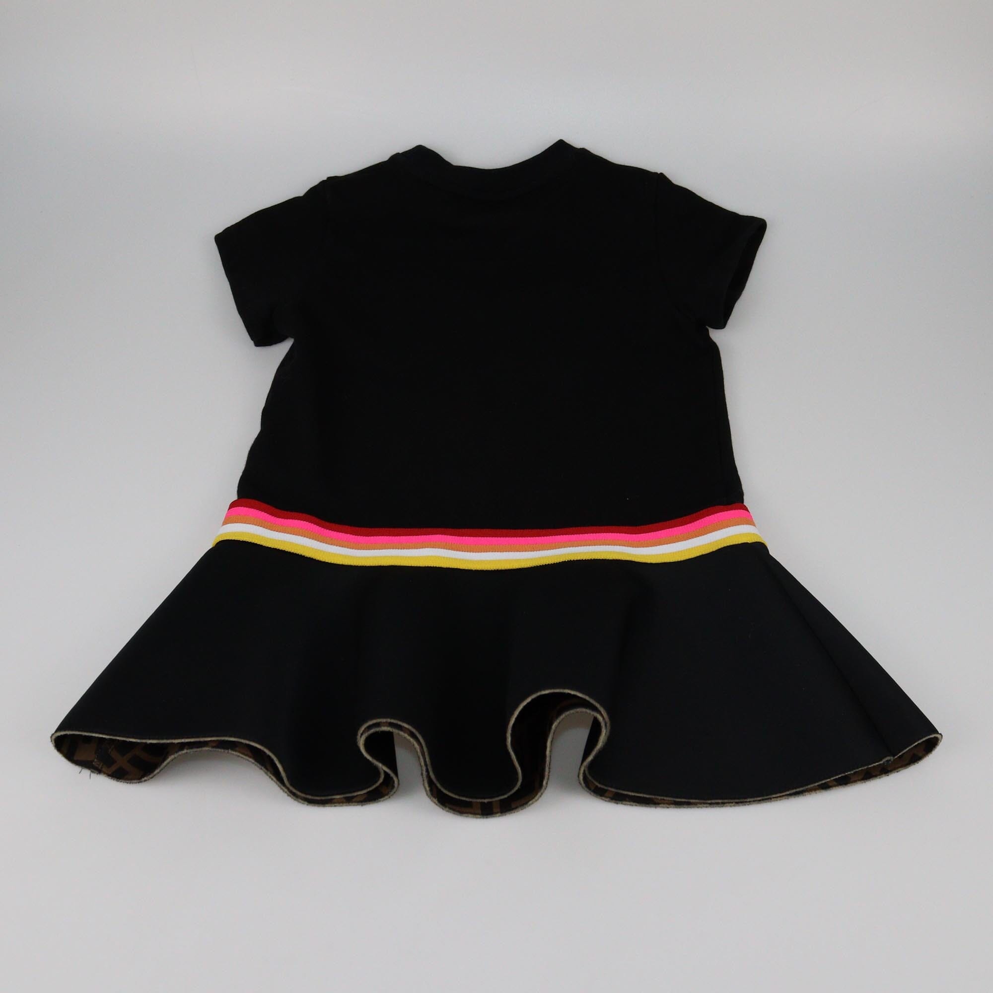 Fendi Kids Black Eye Embroidered Short Sleeve Dress Kids Fendi Kids 