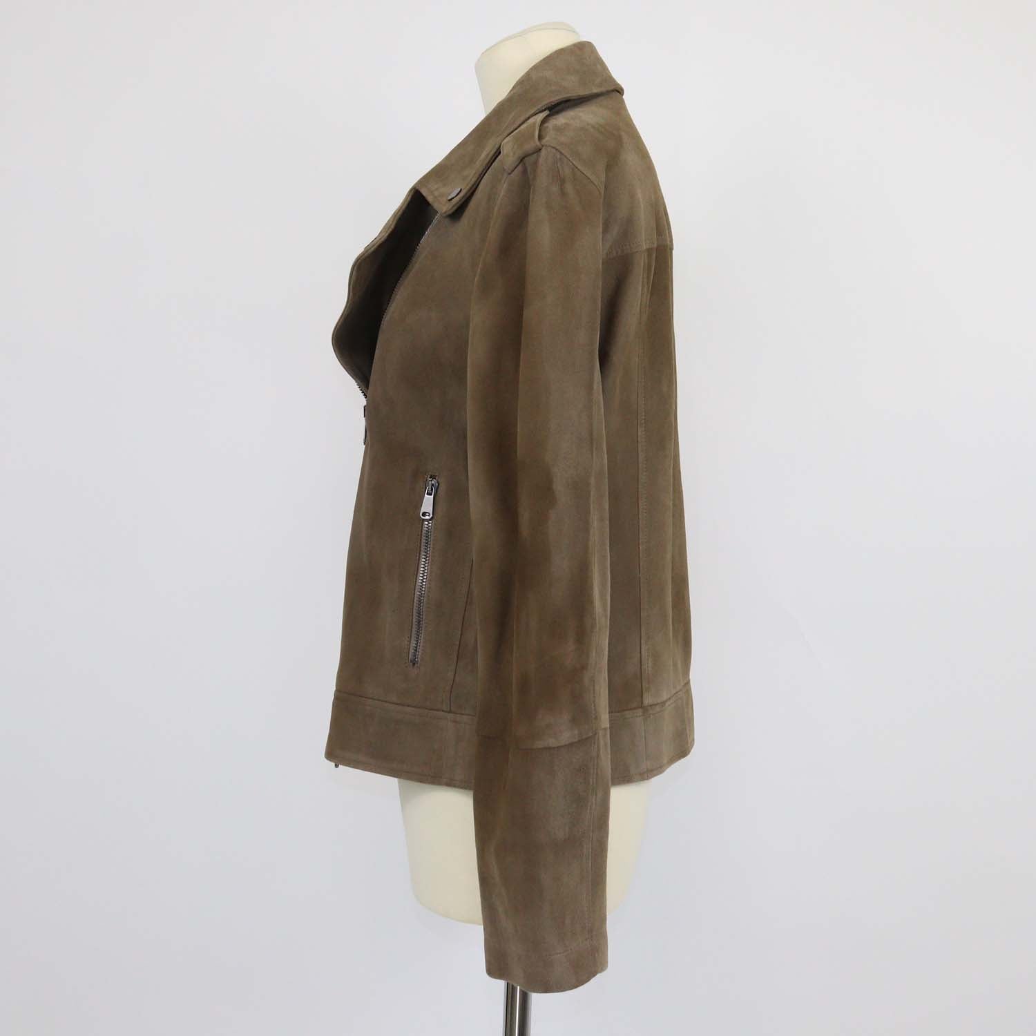 Brunello Cucinelli Brown Leather Monili Biker Jacket