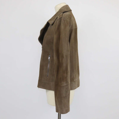 Brunello Cucinelli Brown Leather Monili Biker Jacket