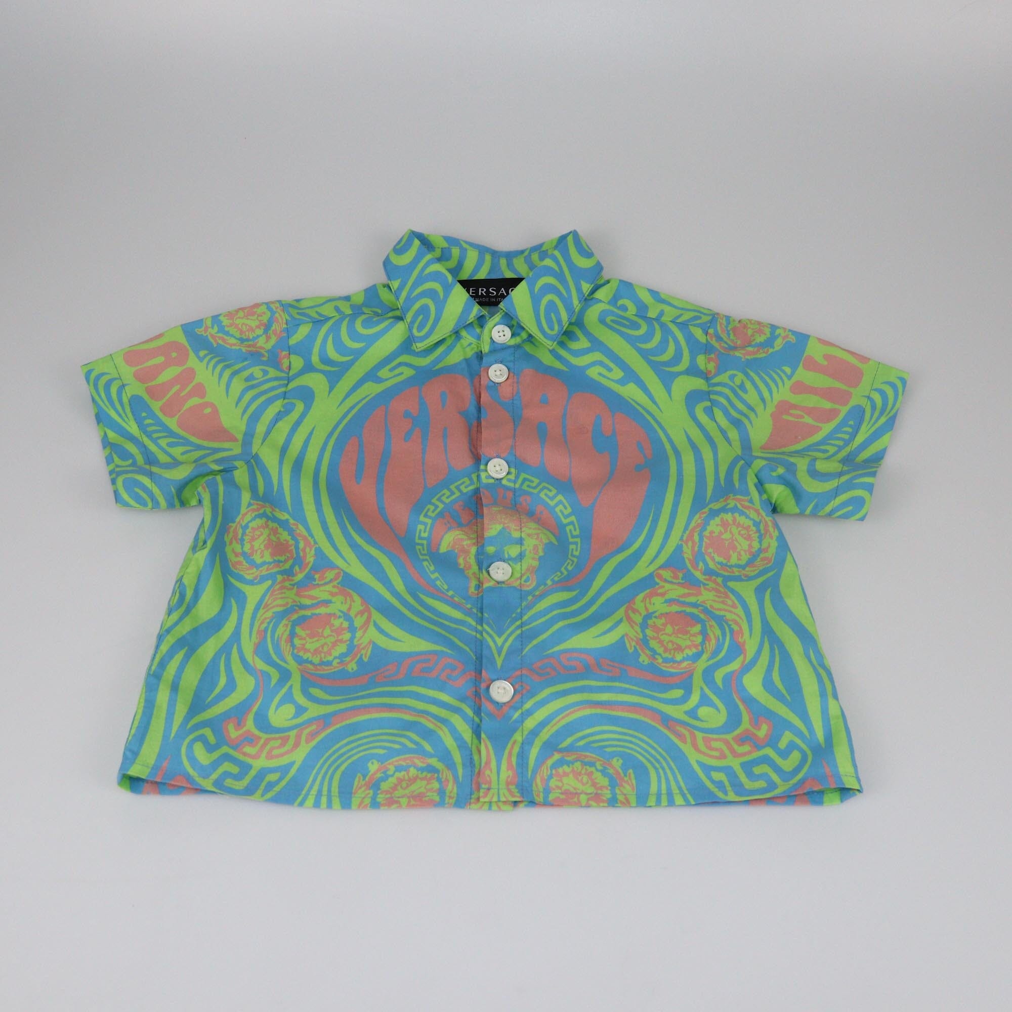 Versace Kids Multicolor Medusa Print Short Sleeve Shirt Kids Versace Kids 