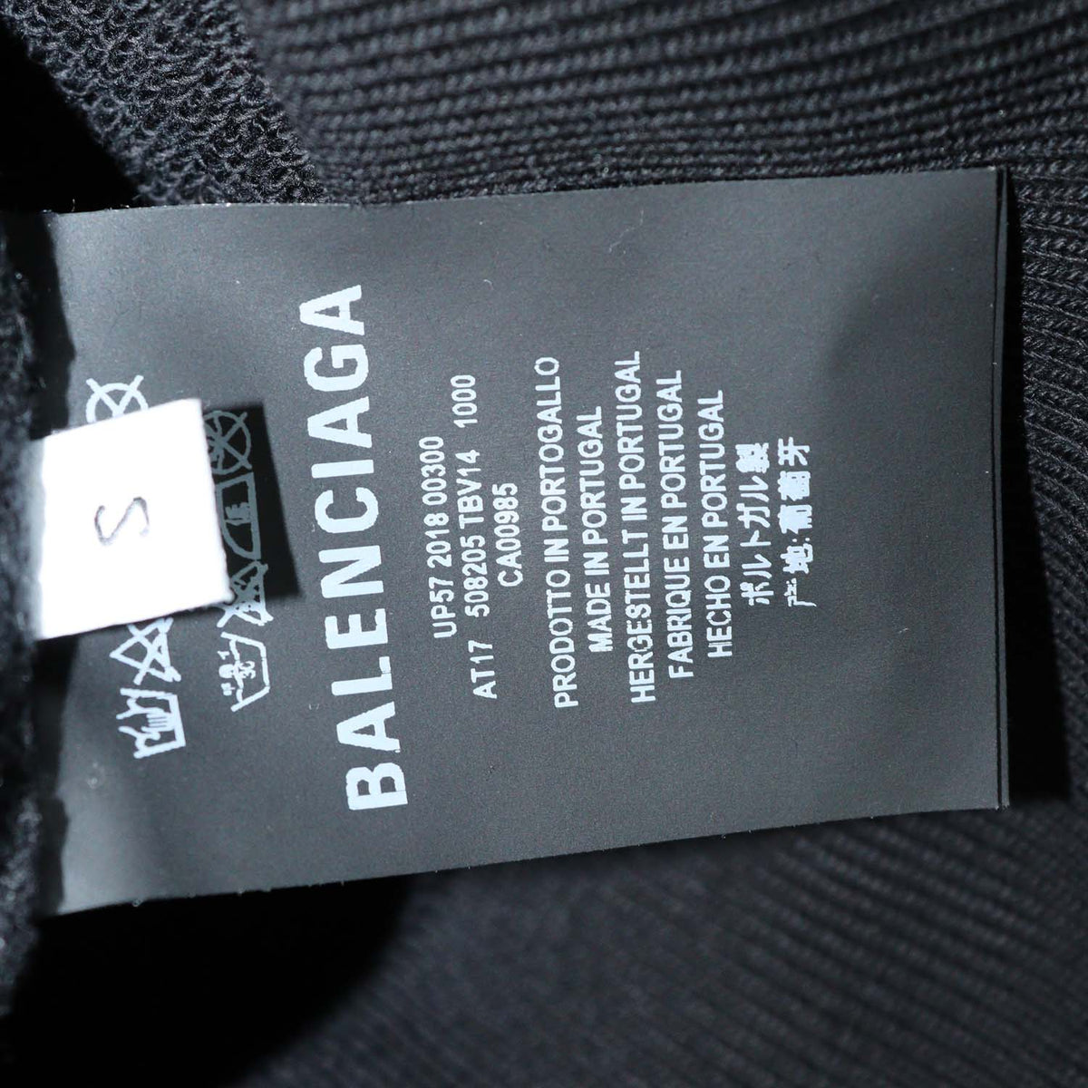 Balenciaga Black Cotton Logo Print Hoodie