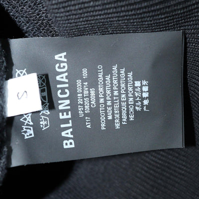 Balenciaga Black Cotton Logo Print Hoodie