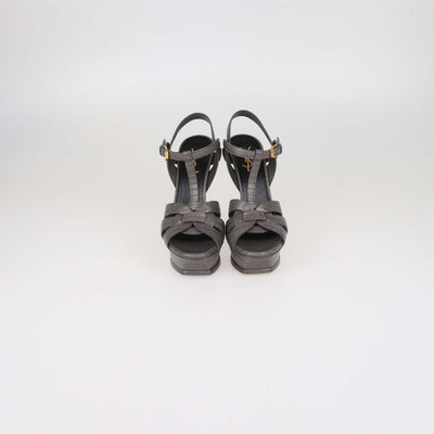 Saint Laurent Grey Lizard Embossed Leather Tribute Platform Sandals