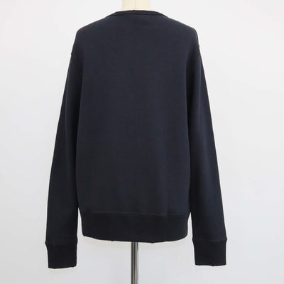 Gucci Black Cotton Logo Printed Distressed Sweatshirt