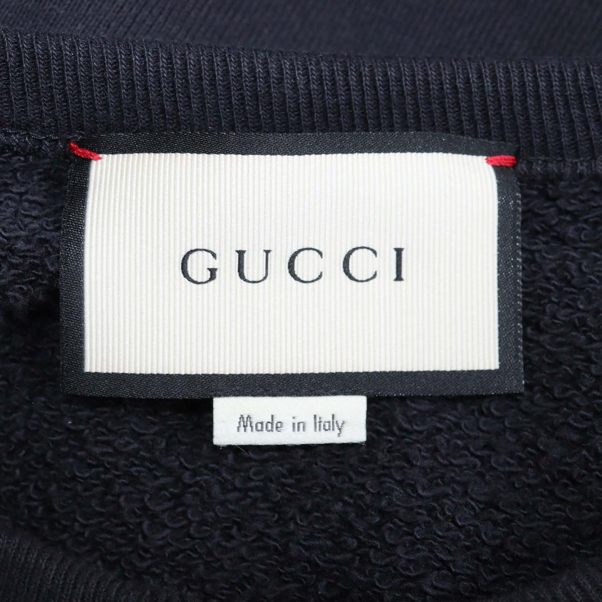 Gucci Black Cotton Logo Printed Distressed Sweatshirt