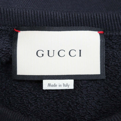 Gucci Black Cotton Logo Printed Distressed Sweatshirt
