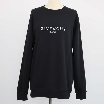 Givenchy Black Cotton Logo Print Loopback Sweatshirt