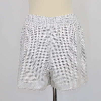 Prada White Perforated Leather High Waist Drawstring Short
