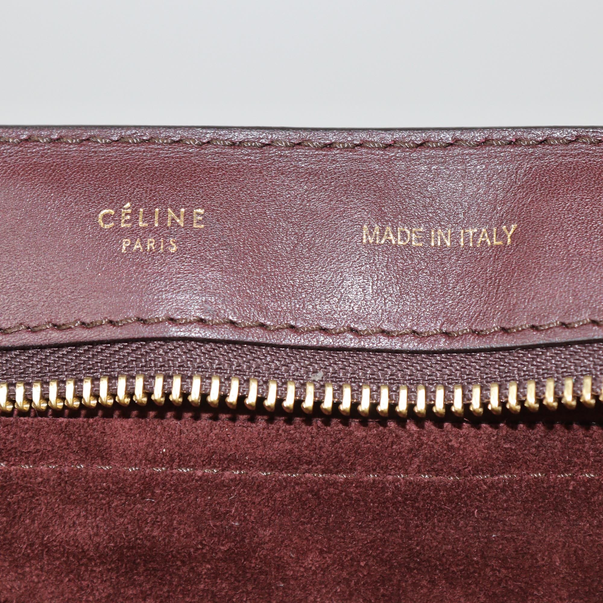 Celine Burgundy/Beige Medium Trapeze Top Handle Bag Womens Celine 