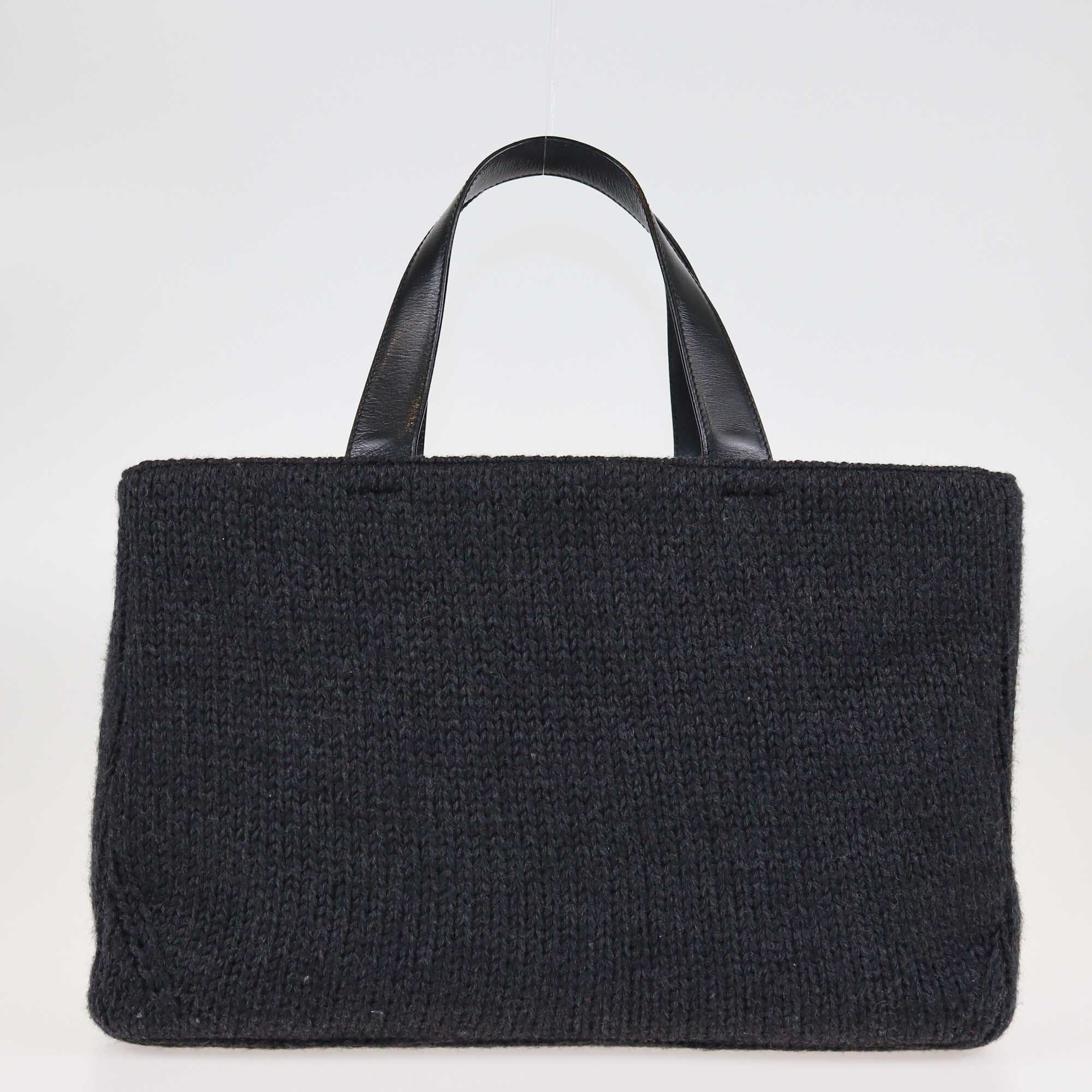 Prada Black Wool Tote Bag Bags Prada 